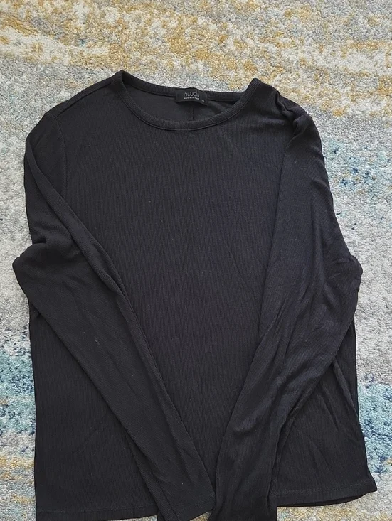 Nuud Black Ribbed Long Sleeve Top - Picture 2 of 3